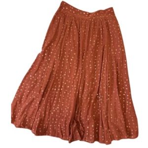 Anthropologie gathered skirt , dark orange with metallic aplications ski…